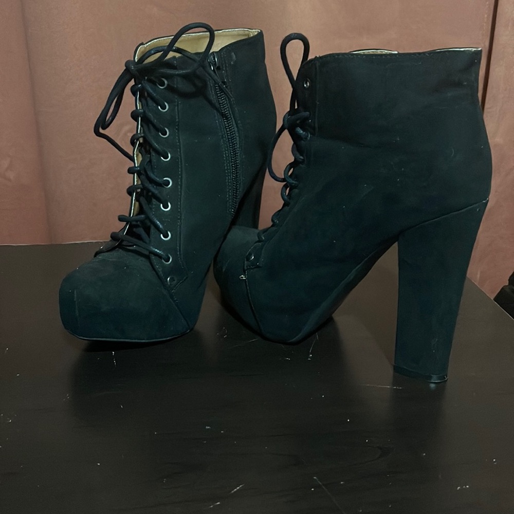 Lace Suede High Heel Boot